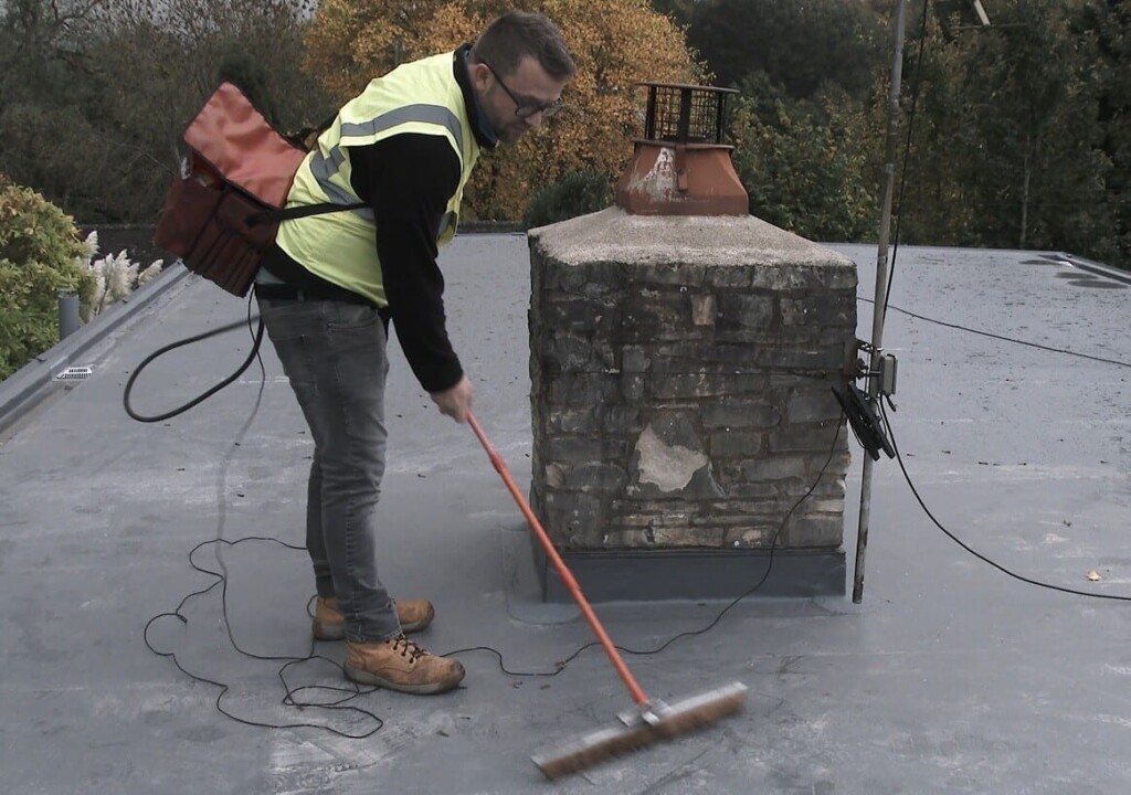 Flat Roof Being Tested For Leaks